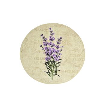 Kúpeľňová predložka s motívom fialových kvetín Chilai Violet Circle, ø 100 cm