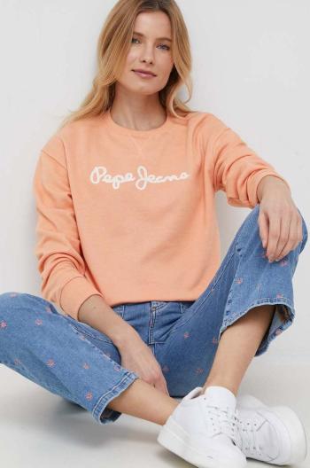 Mikina Pepe Jeans dámska, oranžová farba, vzorovaná