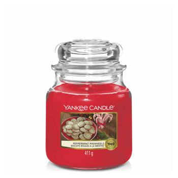 YANKEE CANDLE Classic Vonná svíčka střední Peppermint Pinwheels 411 g
