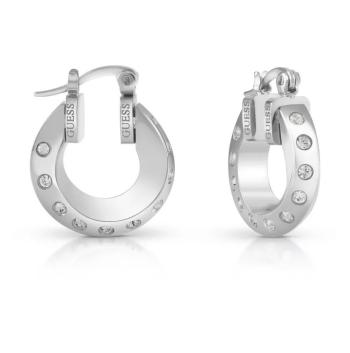 Guess Oceľové náušnice kruhy s kryštálmi Hoops Don`t Lie JUBE01487JWRHT/U