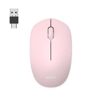 PORT CONNECT WIRELESS COLLECTION, BEZDROTOVA MYS, USB-A A USB-C DONGLE, 2.4GHZ, 1600DPI, RUZOVA