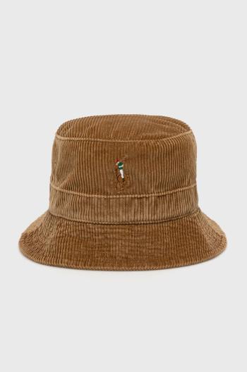 Štruksový klobúk Polo Ralph Lauren hnedá farba, bavlnený