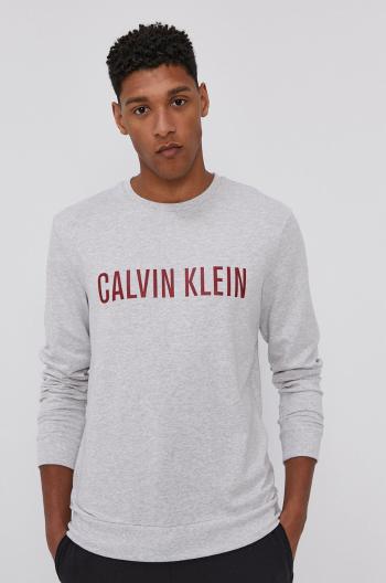 Pyžamová mikina Calvin Klein Underwear pánska, šedá farba, s potlačou