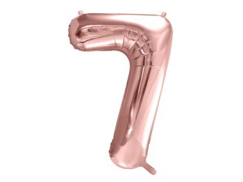 PartyDeco Fóliový balón narodeninové číslo 7 ružovo-zlatý