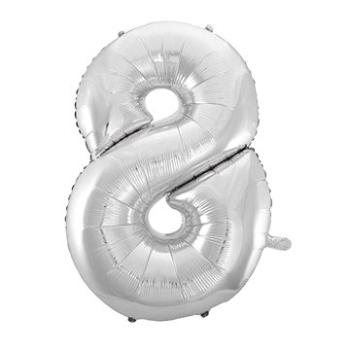 Balón fóliový číslica strieborná – silver 102 cm – 8 (8435102305395)