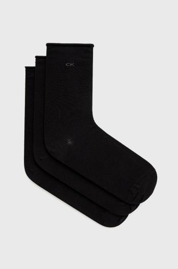 Ponožky Calvin Klein (3-pak) dámske, čierna farba