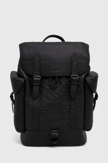 Kožený ruksak Coach pánsky, čierna farba, veľký, vzorovaný