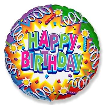 Balón fóliový happy birthday – narodeniny – 45 cm (8435102302240)