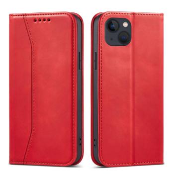 MG Magnet Fancy knižkové kožené puzdro na iPhone 13, červené