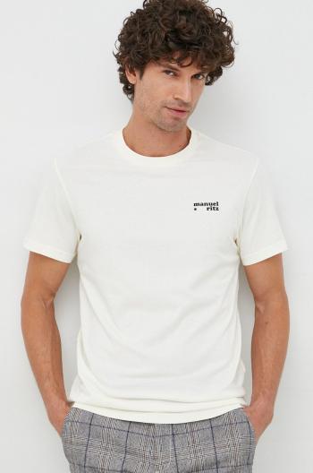 Bavlnené tričko Manuel Ritz béžová farba, s potlačou