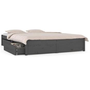 Rám postele so zásuvkami sivý 140 × 190 cm, 3103505