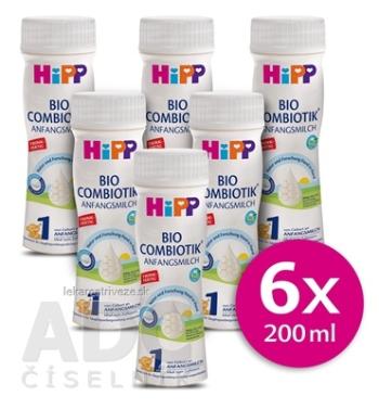 HiPP 1 BIO COMBIOTIK (inov.2021) tekutá počiatočná mliečna dojčenská výživa (od narodenia) 6x200 ml (1200 ml)