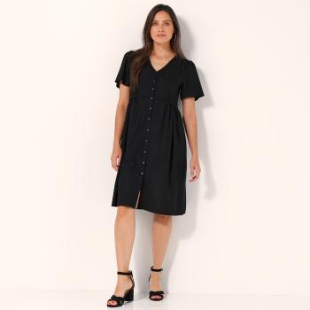Blancheporte Voľné šaty na gombíky, jednofarebné čierna 46