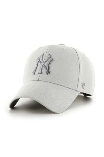 Šiltovka s prímesou vlny 47brand MLB New York Yankees šedá farba, s nášivkou