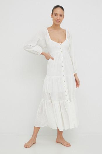 Bavlnené šaty Billabong biela farba, maxi, áčkový strih