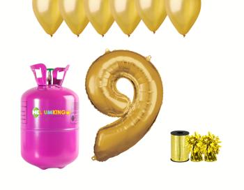 HeliumKing Hélium párty set na 9. narodeniny so zlatými balónmi