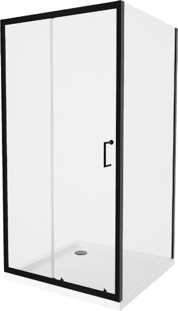 MEXEN/S - Apia Sprchovací kút 100x100 cm, transparent, čierna + vanička so sifónom 840-100-100-70-00-4010B