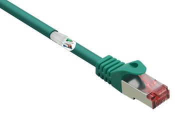 Renkforce RF-3432066 RJ45 sieťové káble, prepojovacie káble CAT 6 S/FTP 10.00 m zelená s ochranou, pozlátené kontakty, s