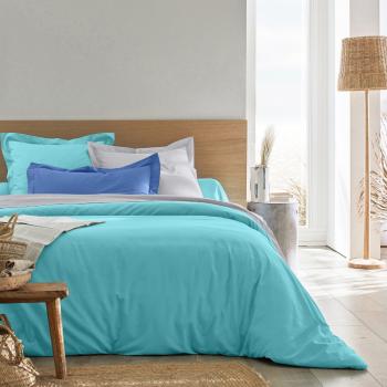 Blancheporte Jednofarebná posteľná súprava zn. Colombine z polycotonu blankytná modrá obliečka na prikrýv.260x240cm