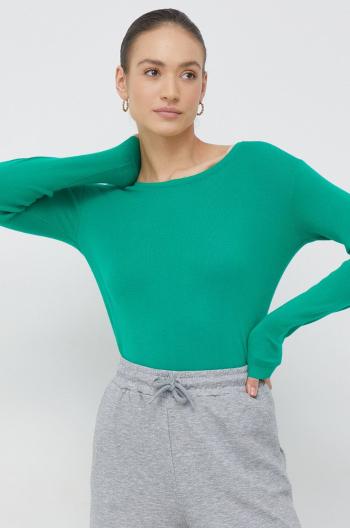 Bavlnený sveter United Colors of Benetton dámsky, zelená farba, tenký