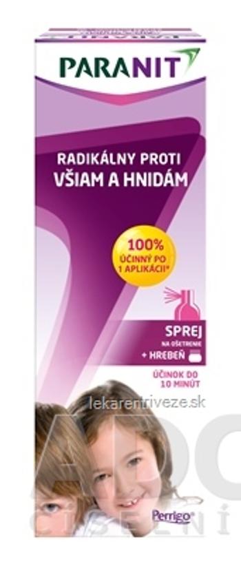 PARANIT Radikálny proti všiam a hnidám sprej 100 ml + hrebeň, 1x1 set