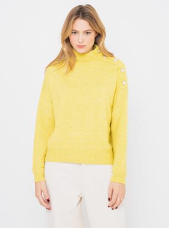 Žltý sveter s prímesou vlny z Alpaky CAMAIEU