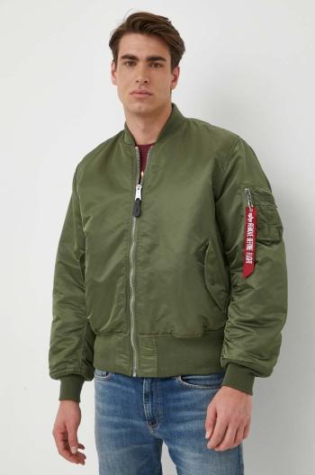 Obojstranná bunda bomber Alpha Industries pánska, zelená farba, prechodná