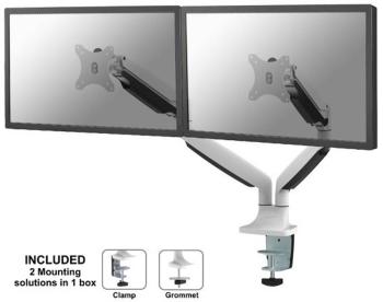 Neomounts by Newstar NM-D750DWHITE 2-násobný stolový držiak monitoru  25,4 cm (10") - 76,2 cm (30") sklápajúci, nakláňac