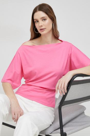 Bavlnené tričko Sisley ružová farba