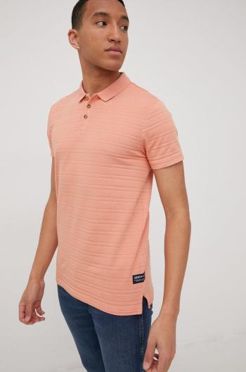 Bavlnené polo tričko Tom Tailor oranžová farba, jednofarebné