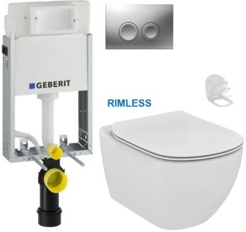 GEBERIT KOMBIFIXBasic vr. matného tlačidla DELTA 25 + WC Ideal Standard Tesi se sedlem RIMLESS 110.100.00.1 21MA TE2