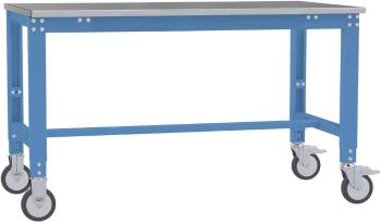Manuflex AU7364.5012 Špeciálny mobilný pracovný stôl UNIVERSAL s plechovou doskou, ŠxHxV = 1500 x 1000 x 752-972 mm  Far
