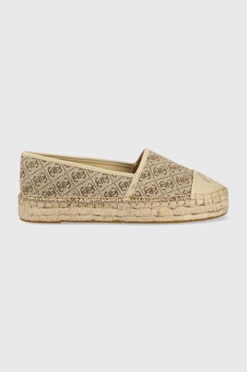 Espadrilky Guess JALEEL béžová farba, na platforme, FL6JLE FAL14