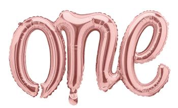 PartyDeco Fóliový balón - One ružovozlatý 66 x 37 cm