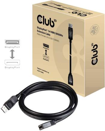 club3D DisplayPort predlžovací kábel #####DisplayPort Stecker, #####DisplayPort Buchse 2.00 m čierna CAC-1022  #####Disp