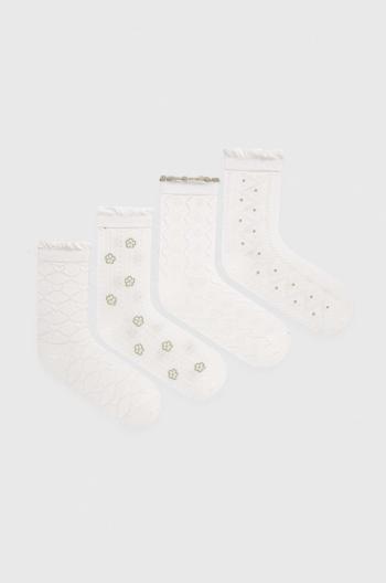 Ponožky Answear Lab 4-pak dámske, biela farba