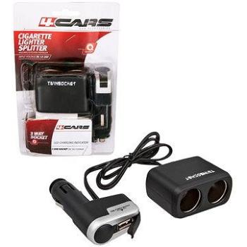4CARS Roztrojka zapaľovača kombinovaná 12/24V S USB (94142)