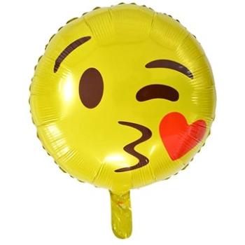 Balón fóliový smajlík – smile – kiss – bozk – 45 cm (8595596311095)