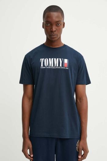 Tričko Tommy Jeans pánske, tmavomodrá farba, s potlačou, DM0DM18533