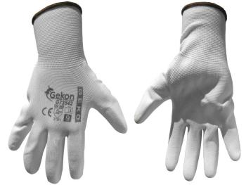 Ochranné rukavice bílé z pletené bavlny, polomáčené v PU, velikost 9"