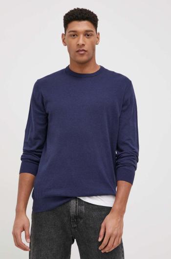 Bavlnený sveter Wrangler pánsky, tmavomodrá farba, ľahký,
