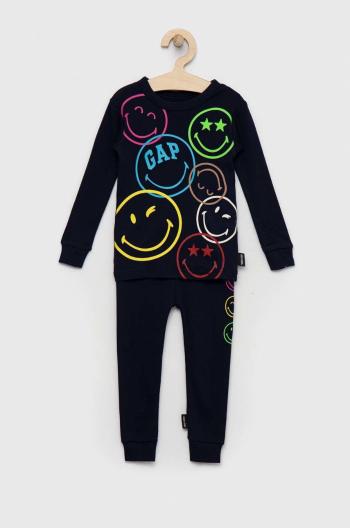 Detské bavlnené pyžamo GAP tmavomodrá farba, vzorovaná