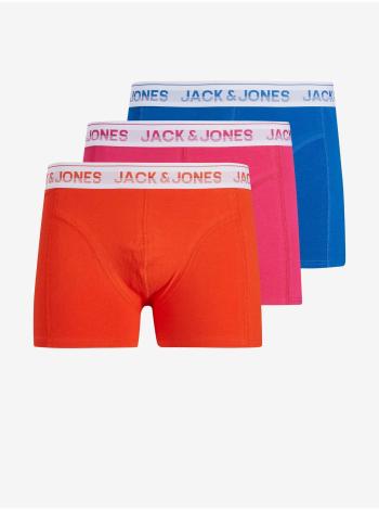 Sada troch boxeriek v modrej, ružovej a oranžovej farbe Jack & Jones Fluorescent