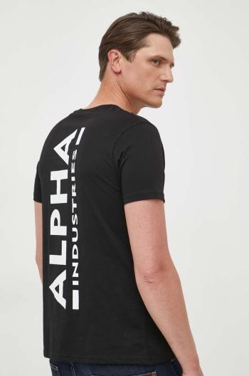 Bavlnené tričko Alpha Industries Backprint T čierna farba, s potlačou, 128507 03