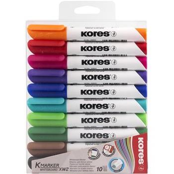 KORES K-MARKER na biele tabule, skosený hrot 3 – 5 mm – sada 10 farieb (20801)