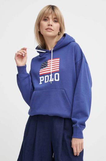 Mikina Polo Ralph Lauren dámska,tmavomodrá farba,s kapucňou,s potlačou,211935600