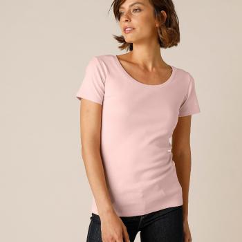 Blancheporte Jednofarebné tričko s krátkymi rukávmi, bio bavlna ružová pudrová 42/44