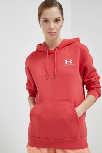 Mikina Under Armour dámska, červená farba, s kapucňou, jednofarebná