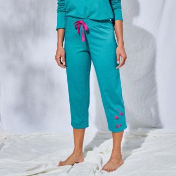 Blancheporte 3/4 pyžamové nohavice s potlačou "Enjoy" smaragdová 38/40
