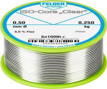 Felder Löttechnik ISO-Core "Clear" Sn100Ni+ spájkovací cín cievka Sn99,25Cu0,7Ni0,05 0.250 kg 0.5 mm